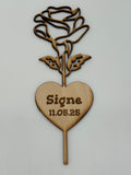 🌹 Smuk rose i træ – med personlig gravering